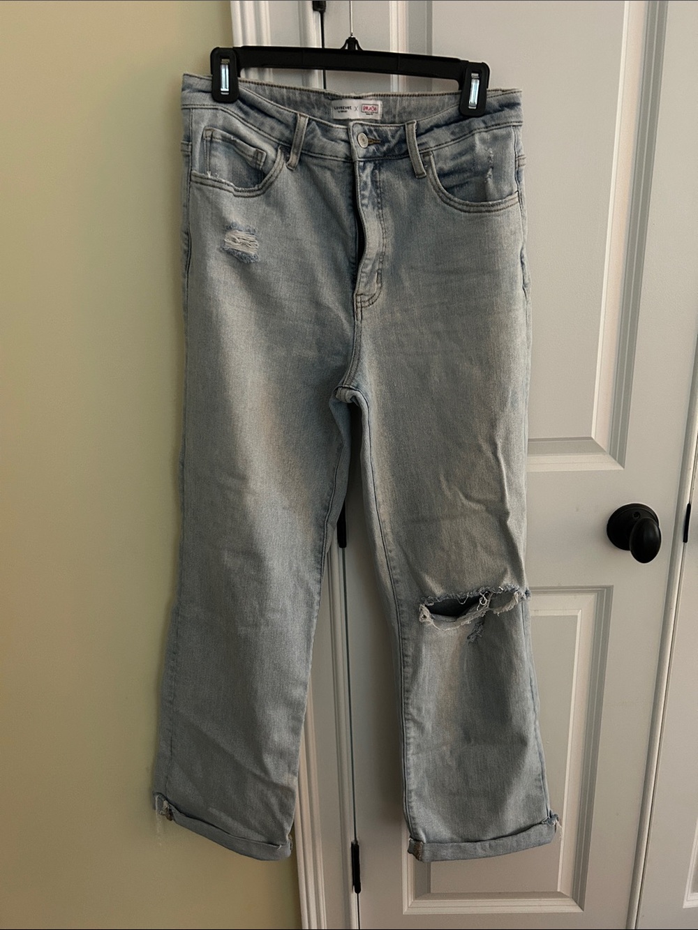 Light Blue Distressed Boyfriend Jeans